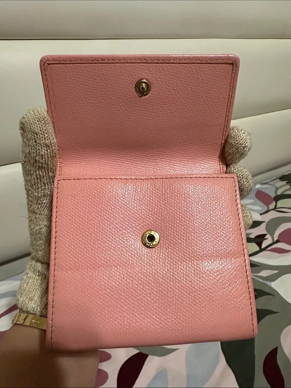 Chanel Compact Trifold Wallet in Pink Calfskin Leather